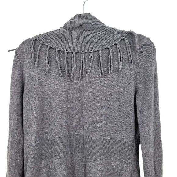 WHBM Fringe Western Cardigan Duster M Gray Wool Heavy Knit Sweater Festival - Picture 10 of 12